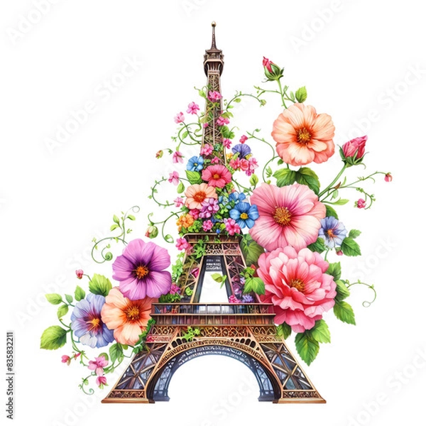 Obraz eiffel tower with flower