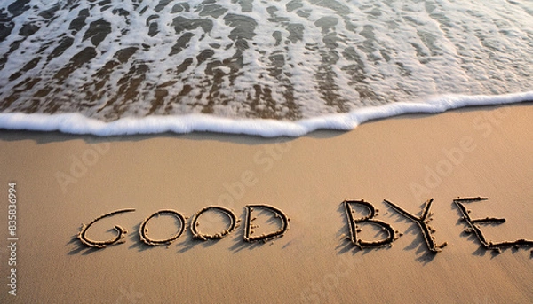Obraz 砂に指で描いた「さようなら」