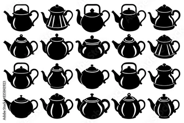 Obraz coffee cup set silhouette vector illustration