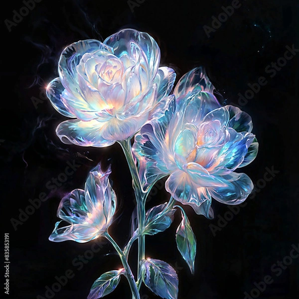 Fototapeta Ethereal Bloom: Tulle Petal Dreams in the Starlit Void