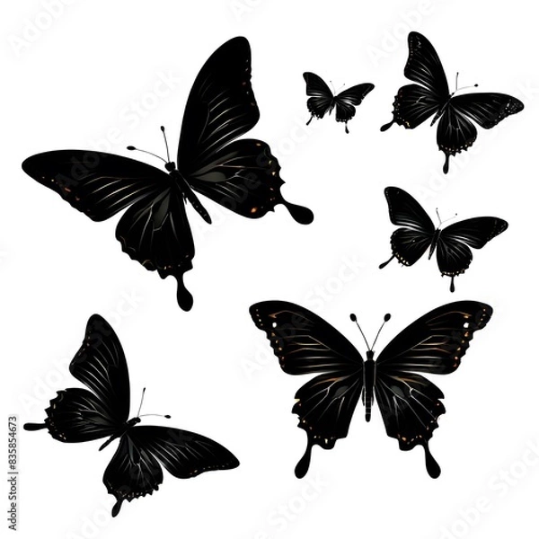 Obraz set of butterflies isolated on white