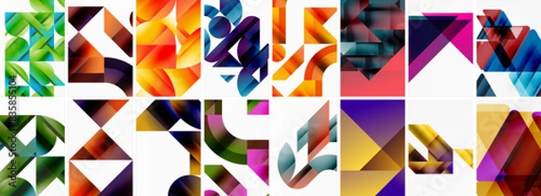 Obraz Set of abstract minimal geometric backgrounds with lines, circles and triangles. Vector Illustration For Wallpaper, Banner, Background, Card, Book Illustration, landing page
