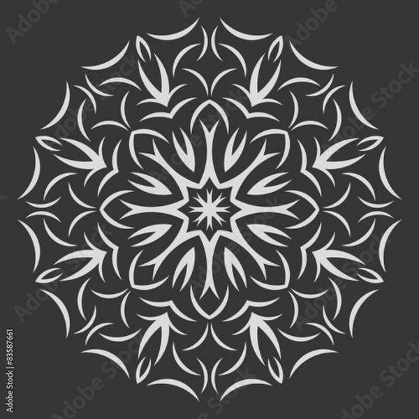 Fototapeta Round white  flower pattern on black background