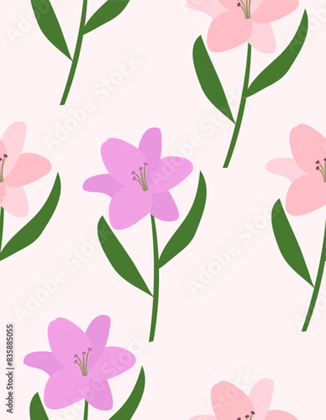 Fototapeta seamless pattern with pink flowers
