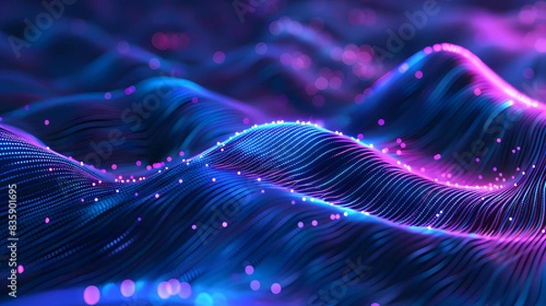 Obraz vibrant cyber wave pattern glowing in blue and purple. tech concept for digital innovation. generative ai