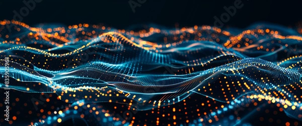 Obraz Digital background ideal for technology, plexus waves, big data waves, network concept