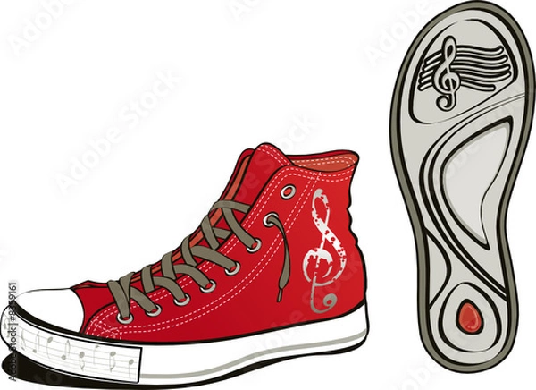 Obraz Music shoe with sole sheet isolated on white