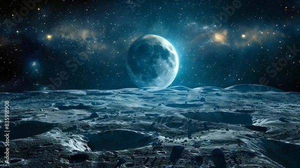 Fototapeta Lunar Mining Policy Discussions in the Cosmic Expanse of the Milky Way Galaxy