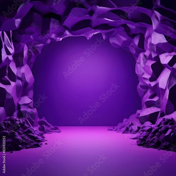 Fototapeta Immersive Interactive Art Installation Enter a Violet World of Abstract Arcs, Lines, and Waves. Experience the Beauty of Amethyst Quartz and Brilliant Gem Geodes in a StunningPurple Crystal Background