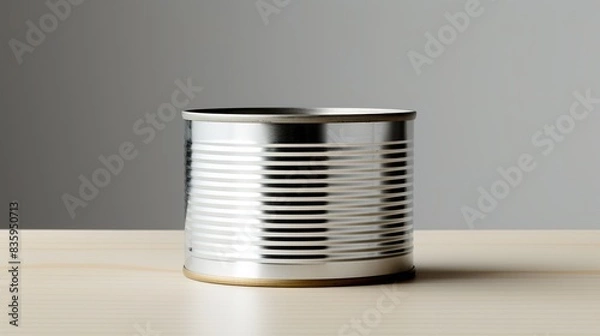 Fototapeta round tin can on white background