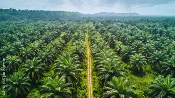 Fototapeta Arial view of palm plantation