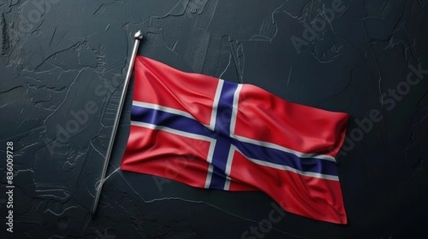 Fototapeta Norway flag on dark grey background