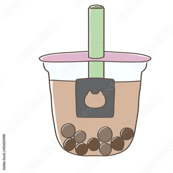 Obraz 可愛いカップのタピオカミルクティー