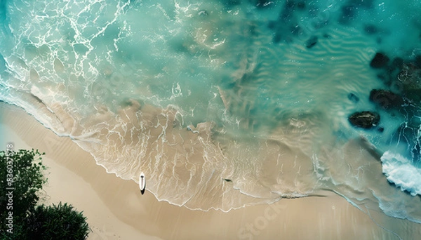 Fototapeta Overhead aerial image of a paradisiacal beach