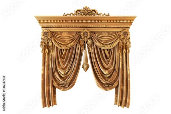 Obraz Golden realistic luxury curtain isolated on transparent background