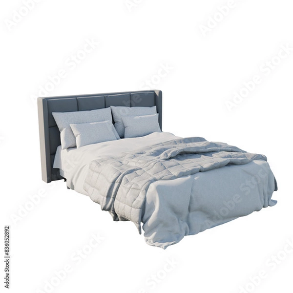 Obraz Modern double bed on isolated white background