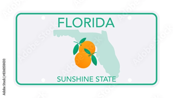 Fototapeta License plate of Florida. Car number plate. Vector stock illustration