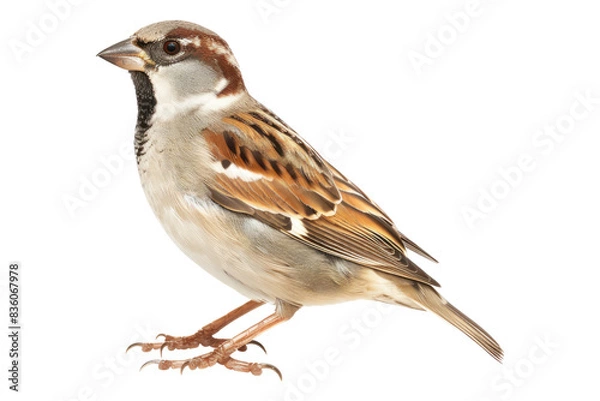 Fototapeta Sparrow side view isolated on transparent background