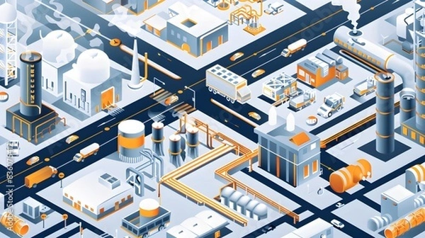 Fototapeta Illustration of Ensuring seamless data flow between different systems and platforms within the industrial ecosystem. Ai Generate.