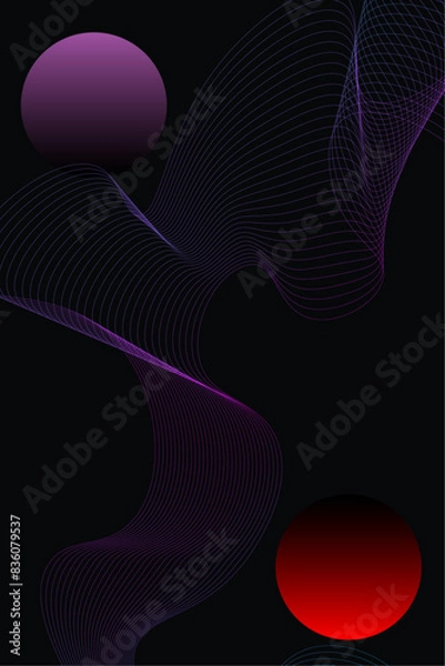 Fototapeta Vertical Vibrant gradient wave line background vector. Abstract trendy modern design wallpaper for covers, Brochures, flyers, card, web, Poster, music poster, Banners. Vector illustration