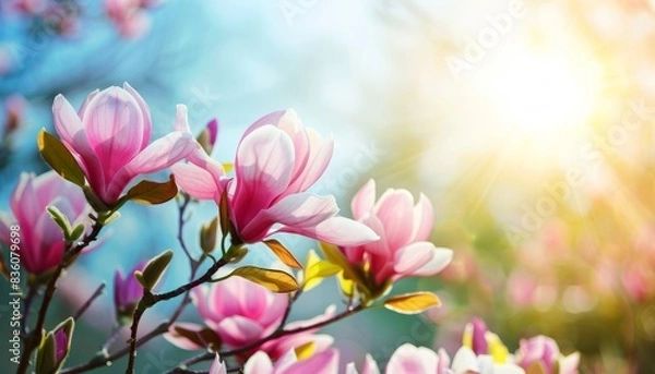Fototapeta Enchanting Magnolia Blooms: A Captivating View of Keukenhof Park in the Netherlands