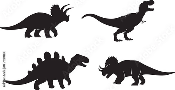 Fototapeta SET Dinosaur silhouette vector EPS