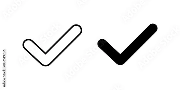 Fototapeta Check Icon. Symbol isolated white background. vector illustration. color editable.