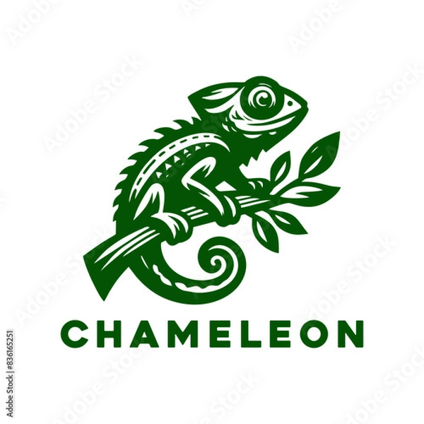 Fototapeta Chameleon logo set design vector illustration. Chameleon logo design