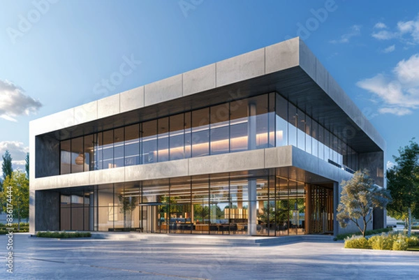 Fototapeta Concrete outdoor square building,Empty architectural background.
