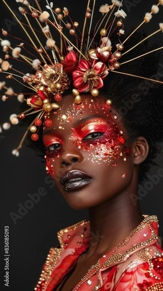 Fototapeta A high-fashion photoshoot with models showcasing bold generated by AI