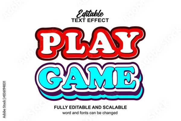 Fototapeta PLAY GAME EDITABLE TEXT EFFECT VECTOR FILE 