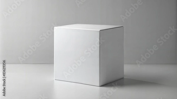 Fototapeta white box on a gray background with copy space.3d rendering.