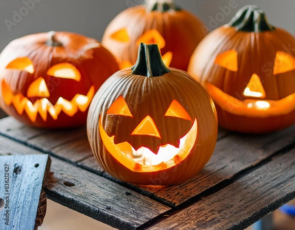 Obraz halloween pumpkin on table, Jack O Lantern