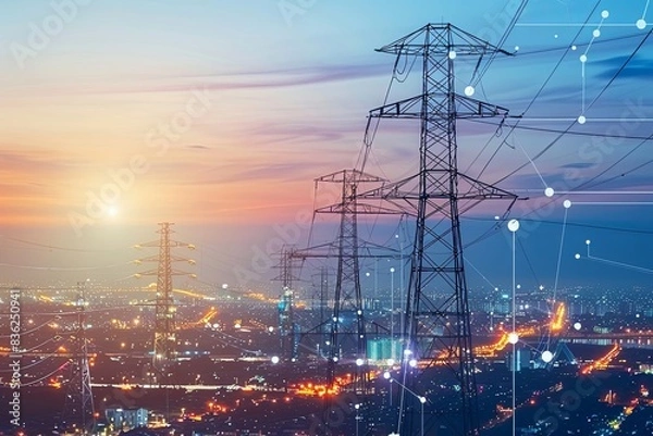 Obraz Advancing Energy Sustainability with the Smart Grid, IoT, Technology Concept, Background