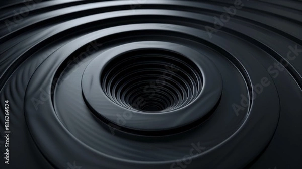 Fototapeta Gradient concentric circles on dark backdrop, 3D abstract art