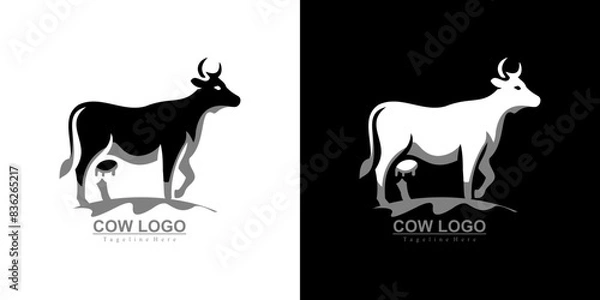 Fototapeta cow logo design with a side view