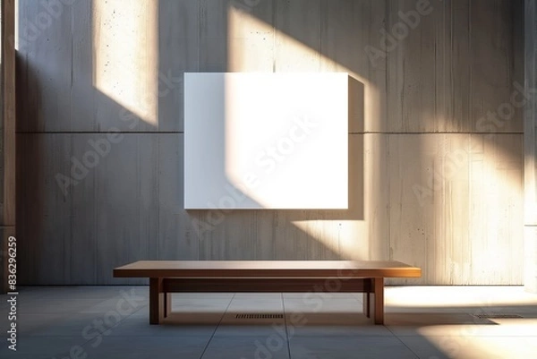 Fototapeta A church with empty pews and a large blank screen