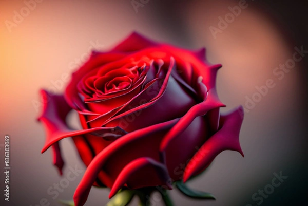 Obraz red rose on black background