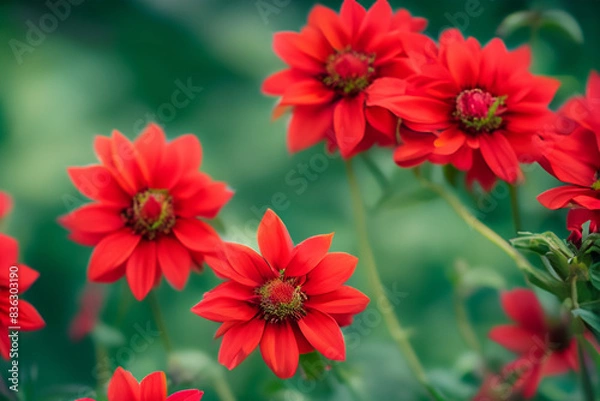 Obraz red flowers in the garden