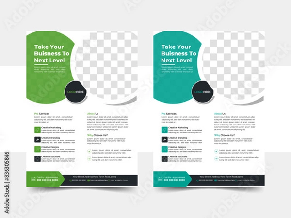 Fototapeta Title :a bundle of 2 templates of a4 flyer, Flyer template layout design, Vector eco flyer, poster, brochure, magazine cover template Corporate business flyer template design 
marketing, 