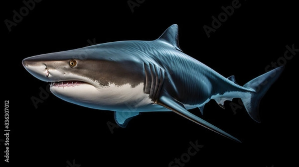 Fototapeta great shark on black background