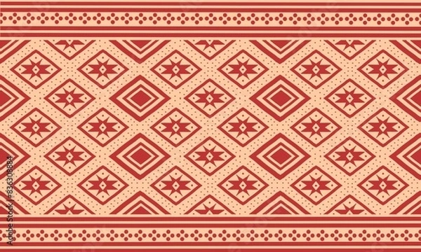 Obraz Ikat floral paisley embroidery on white background.Ikat ethnic oriental seamless pattern traditional.Aztec style abstract vector illustration.design for texture,fabric,clothing,wrapping,decoration.