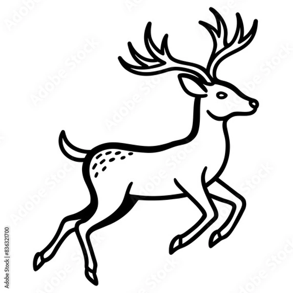 Obraz Deer jumping illustration vector silhouette clean line art