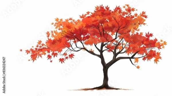 Fototapeta A vibrant maple tree with fiery red and orange leaves
