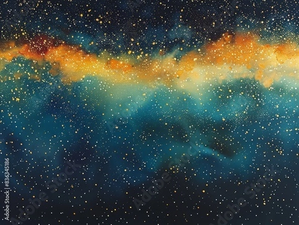 Fototapeta The night sky is full of tiny stars. Using a theme of red, green, and gold.