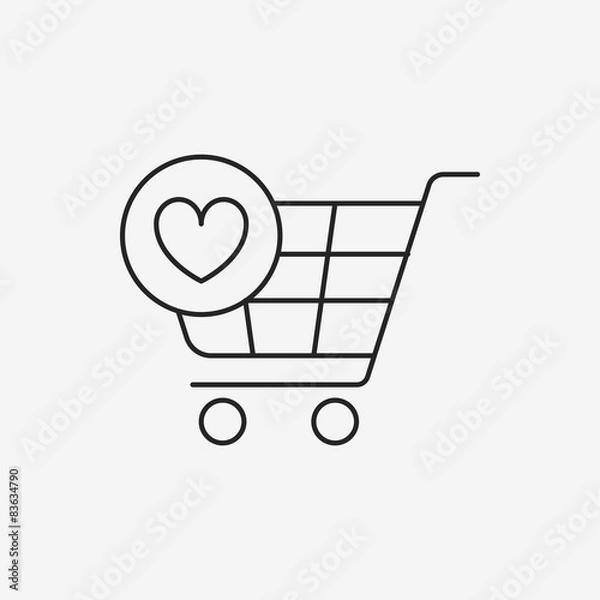 Fototapeta shopping cart line icon