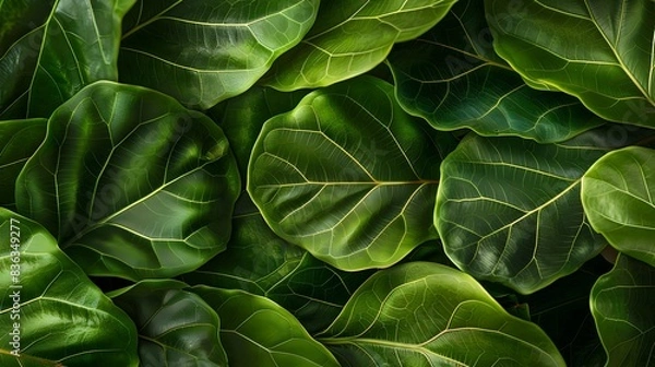 Fototapeta Joyful and Vibrant Closeup of a Thriving Fiddle Leaf Fig Plant