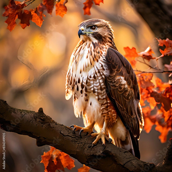 Obraz Red Tail Hawk on a branch in the fall