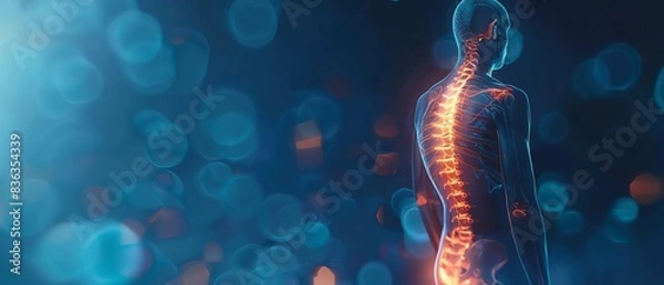 Obraz Enhanced 3D illustration showing person s severe back pain, diagnostic imaging