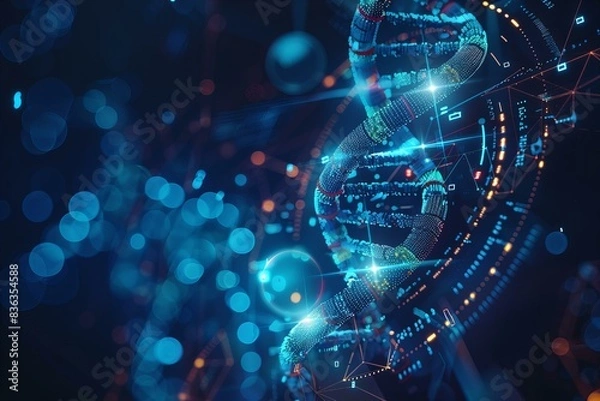 Fototapeta Digital image depicting DNA structure, close-up view